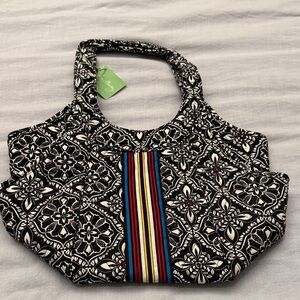 Vera Bradley Black and Multicolor Floral Shoulder Bag